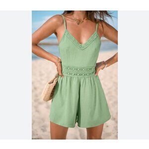 Cupshe Pistachio Green Lace Waist Romper NWT XL